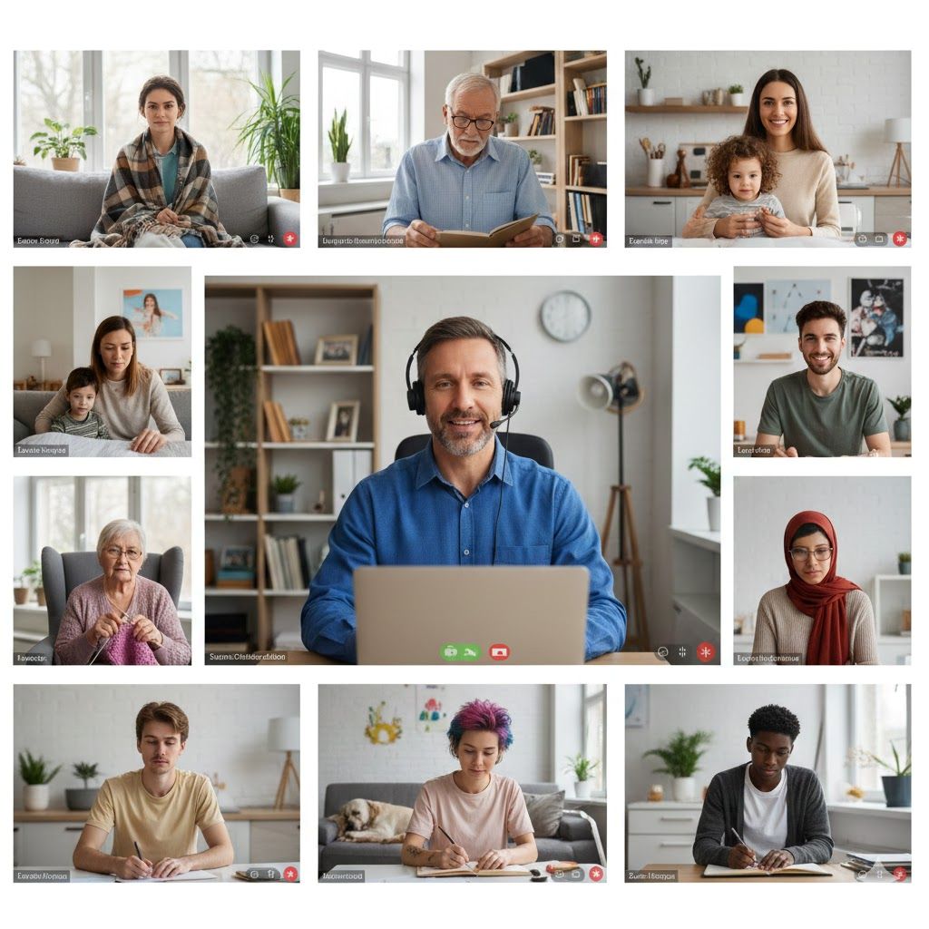 Un animateur anime un groupe de parole en visioconférence