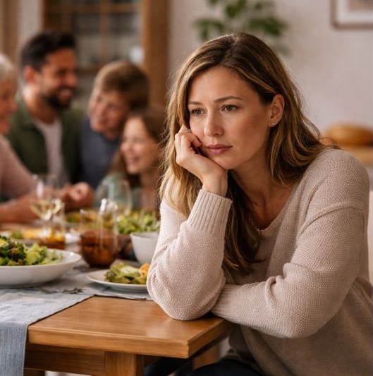 Une femme est seule lors d'une réunion de famille