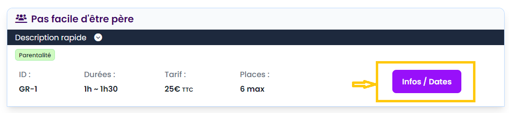 Cliquer sur le bouton "infos /dates "